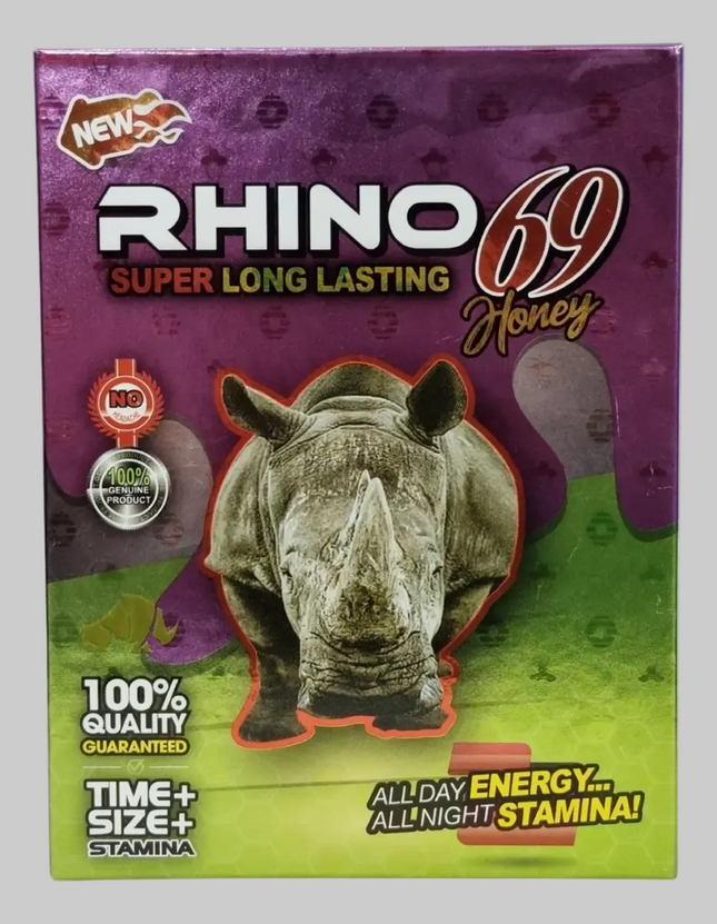 RHINO 69 SUPER LONG LASTING PURPLE HONEY 12pzas
